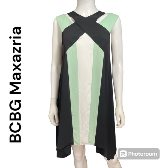 BCBGMaxAzria Chantal Colorblock Cut Out Flowy Sheath Dress Women's Size XS - Picture 2 of 9